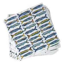 Sardine Print Paper Napkins with Colourful Fish Design - Set of 20