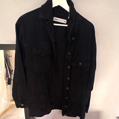 Koton Jeans Herren Jeansjacke schwarz W36 Denim kurz Knopfverschluss Taschen