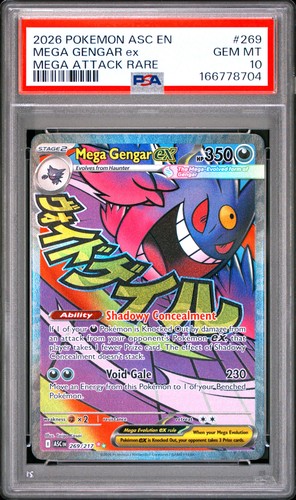 2026 POKEMON ASC EN-ASCENDED HEROES MEGA ATTACK RARE #269 MEGA GENGAR EX PSA 10