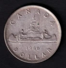 Canada 1946 $1 One Silver Dollar Coin King George VI .800 Silver