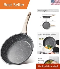 Black Non-Stick 10-Inch Skillet – PFOA-Free Chef Pan for Healthier Cooking