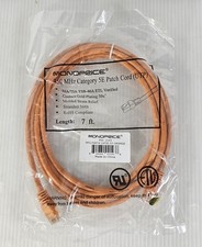 NEW Cat5e Ethernet Patch Cable, RJ45 350Mhz UTP 24AWG 7ft Orange, Gold Plated
