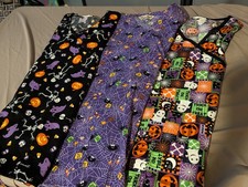 Halloween Scrub Top Lot x3 XS
