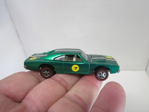 HOT WHEELS REDLINE  CUSTOM DODGE CHARGER * GREEN COLOR * COOL STICKERS !  NICE *