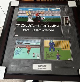Bo Jackson Signed Tecmo Bowl Football Mike Tyson Auto Photo NES Games BAS JSA