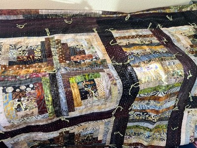 Handmade Multi Color Prayer Quilt Machine Quilted 48'' x 58'' Cotton Batik Sale