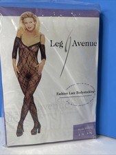 Leg Avenue Lace Fashion Bodystocking Plus Size 1x-3x Black Style 8046Q NOS VTG