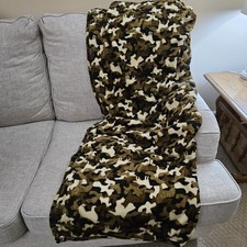 Camo And Dogs Plush Throw Blanket Camouflage. Comfy And Cozy