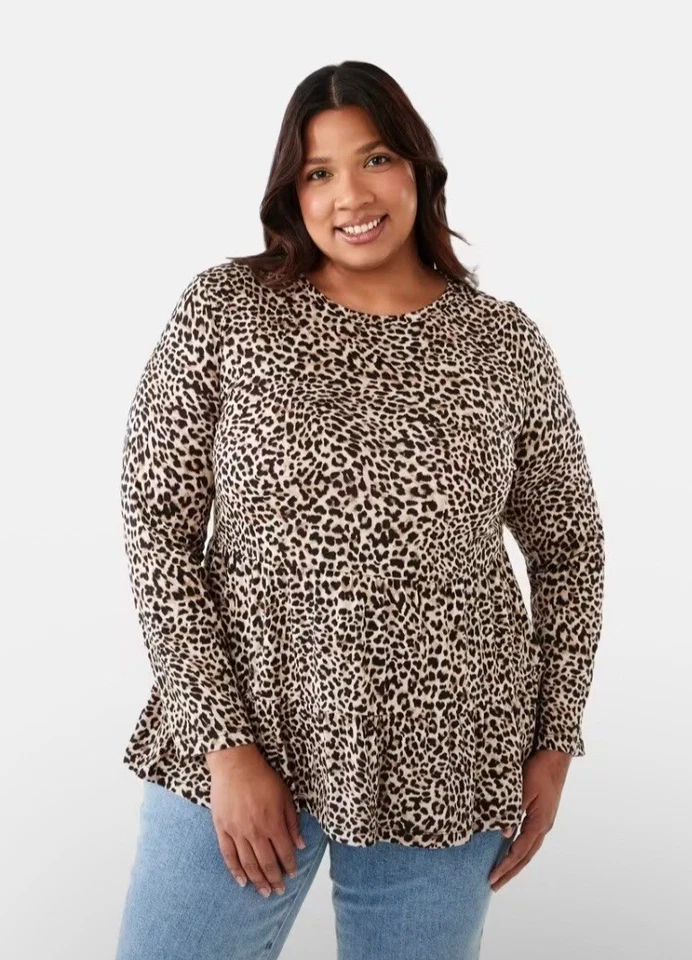 Kmart Curve Leopard Long Sleeve Top In Size 22 - New Without Tags