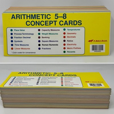 A Beka Abeka Arithmetic 5-8 Concept Math Flash Cards # 54224 Flashcards 1995