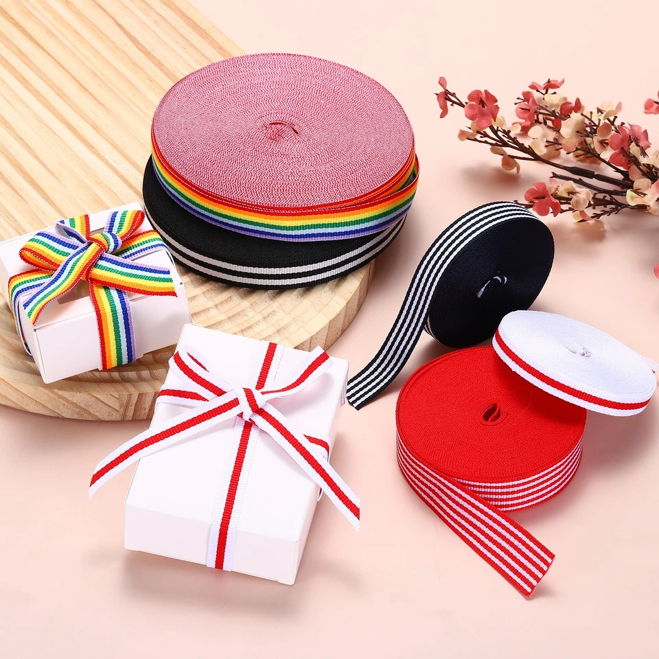 3/8"Navy and White Striped Grosgrain Ribbon, 10 Yard Polyester Stripe Ribbon - Image 4 of 4