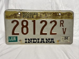 1984 Hoosier State Indiana RV License Plate