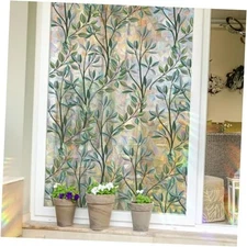  Window Privacy Film Rainbow Clings 3D Decorative 15.75*79 in Plant Leaves