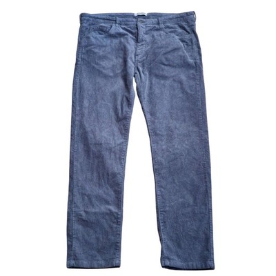 Vintage Williams & Kent Corduroy Pants 38x32 Blue Gray Straight Leg Slacks 90s