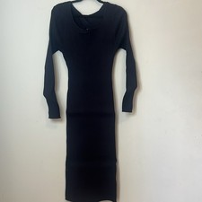 NWT 525 America Womens Navy Blue Ribbed Fitted Long Sleeve Maxi Dress Size Large