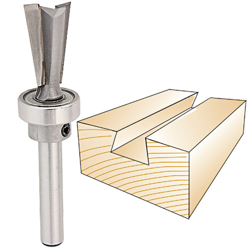 Whiteside Keller Dovetail Bit, 1/4 in. SH x 7/16 in. LD x 7 deg. K33