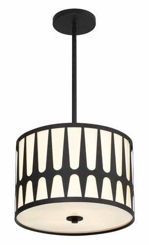 Crystorama Royston 15" Wide Black Drum Pendant Light - Picture 2 of 5