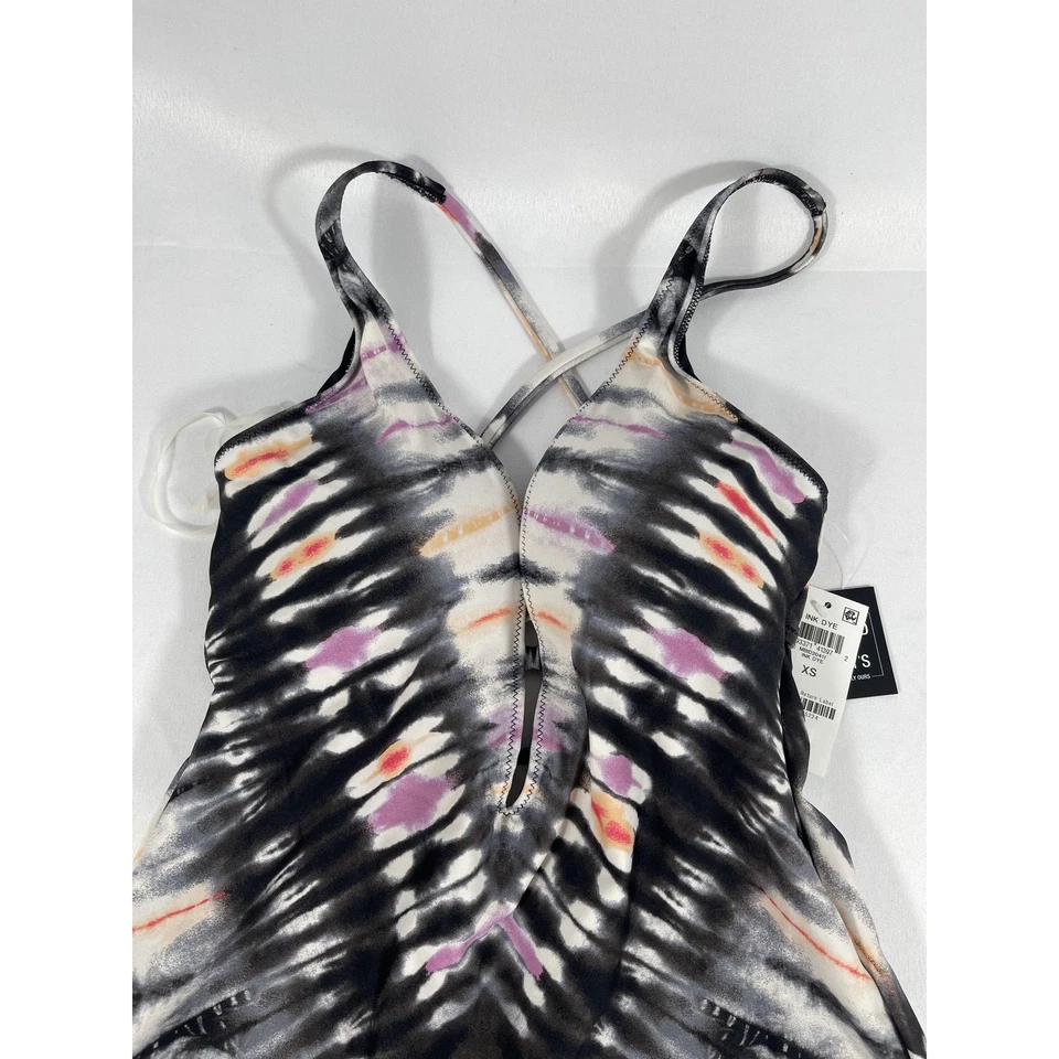 Bar III Tankini Top Women's XS Black Ink Dye Strappy Swim Criss Cross Back NWT - Image 4 of 4