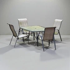 Glass-top Outdoor Table with 4 Or 6 Chairs. Outdoor Patio Furniture