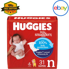 Huggies Little Snugglers Baby Diapers, Size Newborn up to 10 lbs , 31 Ct