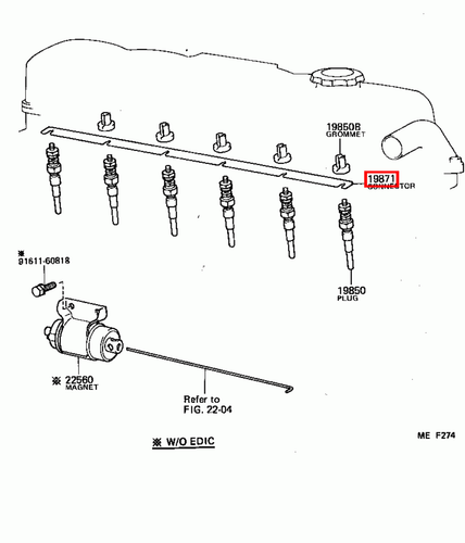 Genuine Toyota LandCruiser HJ60 2H 4.0 Diesel Glow Plug Buzz Bar Rail Connector - Picture 7 of 8