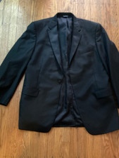Jos A Banks Mens Notch Tuxedo Jacket Blazer 44 L Black Solid Wool