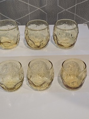 Vintage Anchor Hocking Milano Roly Poly Lowball Glasses, Set Of 6, 8 ounces