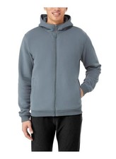 Kirkland Signature Mens Hoodie Blue Full-Zip Pockets Heavyweight Brushed