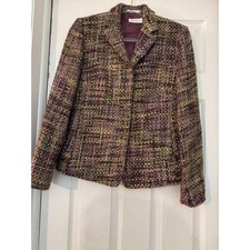 Bernard Zins Paris Made in France Wool Mohair Tweed Jacket Purple Moss size 6