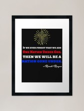 One Nation Under God - Ronald Reaga Framed Wall Art Poster Canvas Print Picture