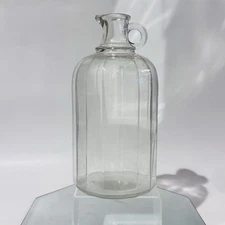 Vintage Glass Cider Jug Panel Sides Pour Spout Handle Primative Rustic Decor