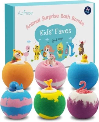 AOFMEE Badebomben Kinder 6er Set Geschenk für Kinder & Frauen, Geburtstags & Weihnachts