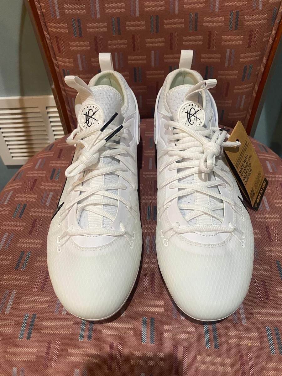 New Nike Huarache Elite Low LAX Lacrosse White Black Cleats
