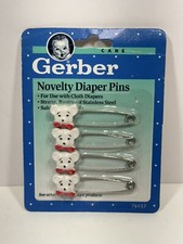 SET OF VINTAGE GERBER NOVELTY DIAPER PINS WHITE BEAR 1991 BABY BRAND NEW