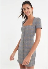 Urbanoutfitters Large Plaid Zip-Front Mini Dress