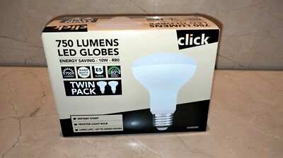 Click Bulb Pack GLOBE LED A SHAPE CLICK 10W 750LM R80 BULB ES Warm White 2PK BRAND NEW ...