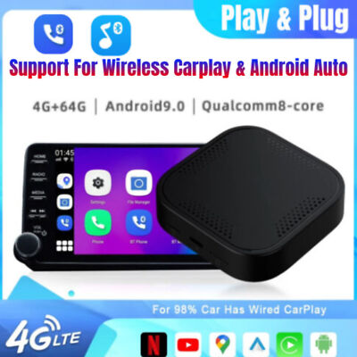 Carplay AI Box Wireless Android Auto Adapter Android 9 System 4+64GB For Ins