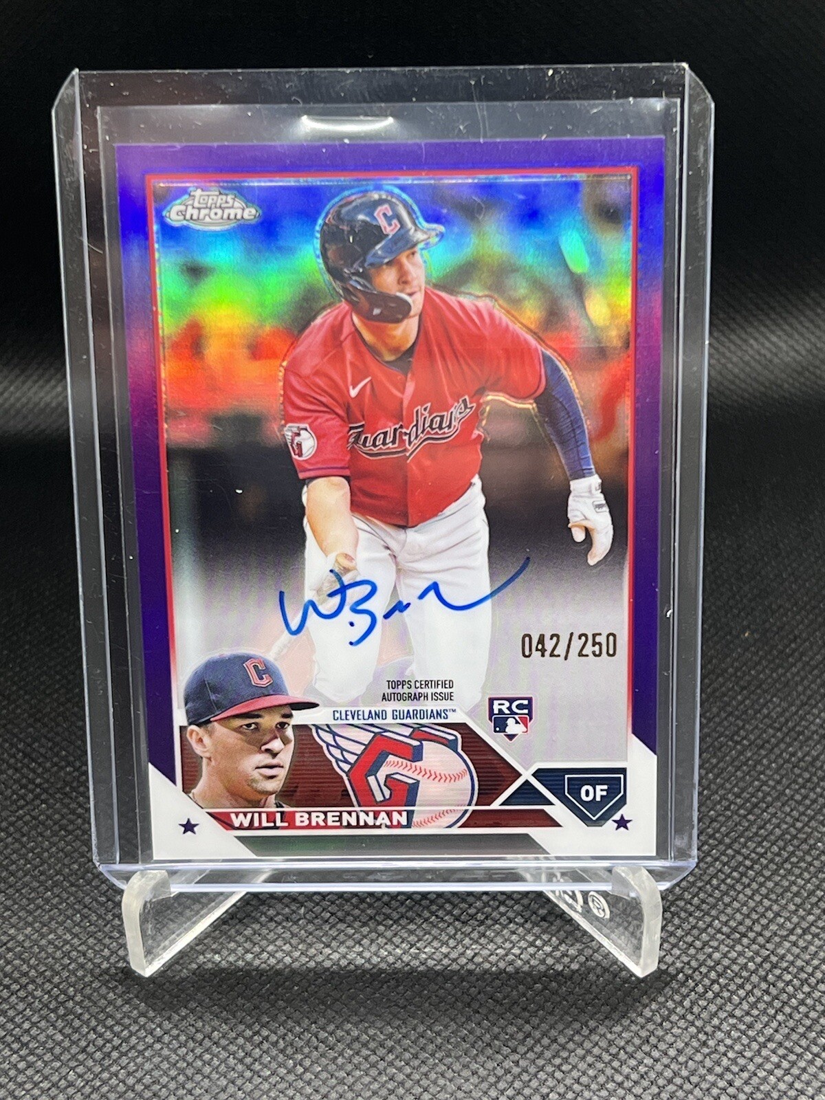 2023 Topps Chrome Will Brennan Purple Refractor ROOKIE AUTO /250 RC Guardians SP