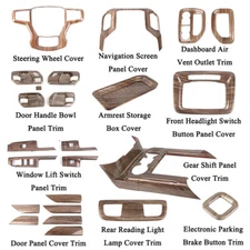 24x Wood Grain Interior Accessories Cover Trim Kit For Chevy Silverado 2019-2025