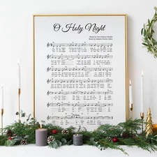 JarThenaAMCS Christmas Carol Wall Art Prints O Holy Night Music Sheet Art Pos...