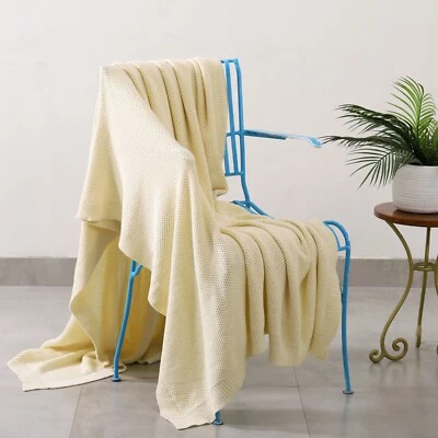 152x178cm Beige Lujoso Acrílico Tejido Manta con Borlas para Sofá Cama - Imagen 1 de 4