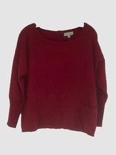  330 Neiman Marcus Women's Red Long Sleeve Button Up Back Sweater Size Medium