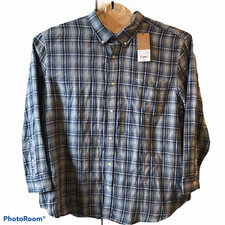 NWT FOUNDRY Big  Tall Mens Blue Button Front Shirt Size 3XL
