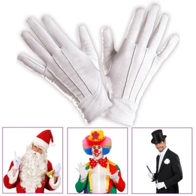 WIDMANN WEIßE HANDSCHUHE Karneval Halloween Clown Weihnachtsmann Zauberer Kostüm # 4638