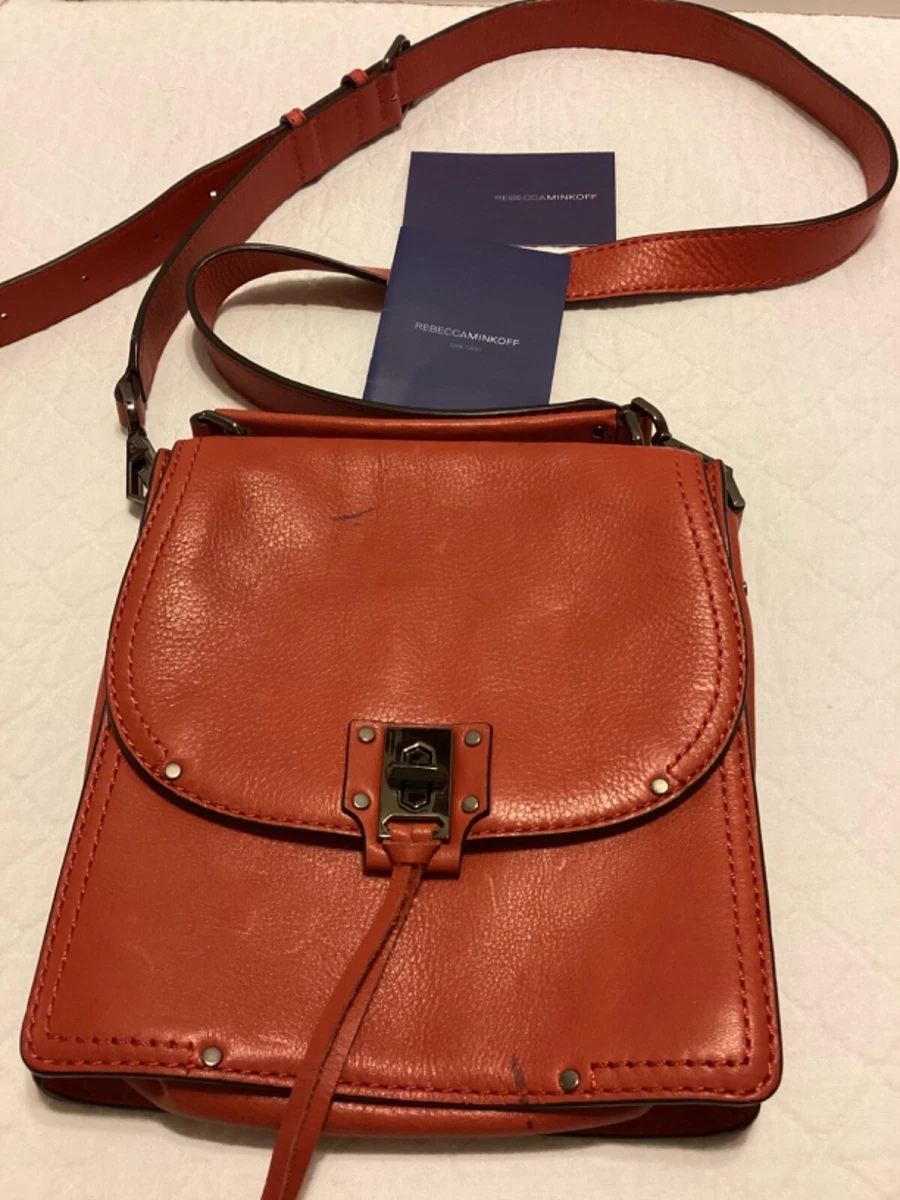 Rebecca Minkoff Orange Crossbody Leather Purse Strap and Top Handle