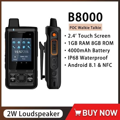 4G LTE POC Walkie Talkie Zello IP68 Waterproof Mobile Phone 4000mAh Android 8.1