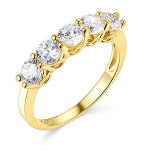 2 Ct Round Solid 14k Yellow Gold 5-Stone Trellis Wedding Anniversary Band Ring - Click1Get2 Half Price