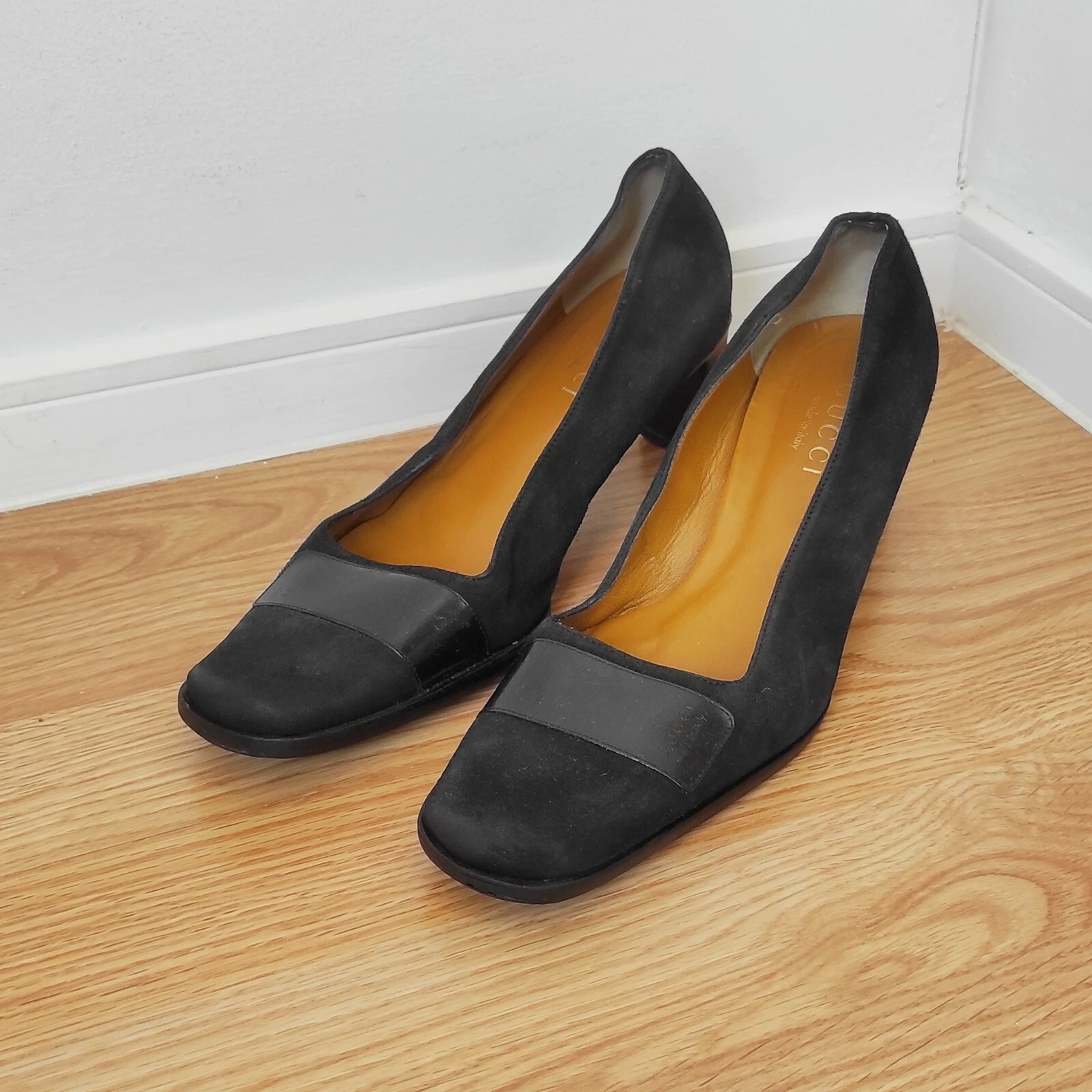 Escarpins GUCCI talons daim noir chaussures femme pointure : 37EU 7US