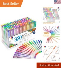Professional 320 Pack Gel Pens - 160 Unique Colors  Eco-Friendly Refills