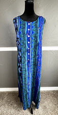 Vintage R J & Co Women's Chest 38" Blue Multi Maxi Dress